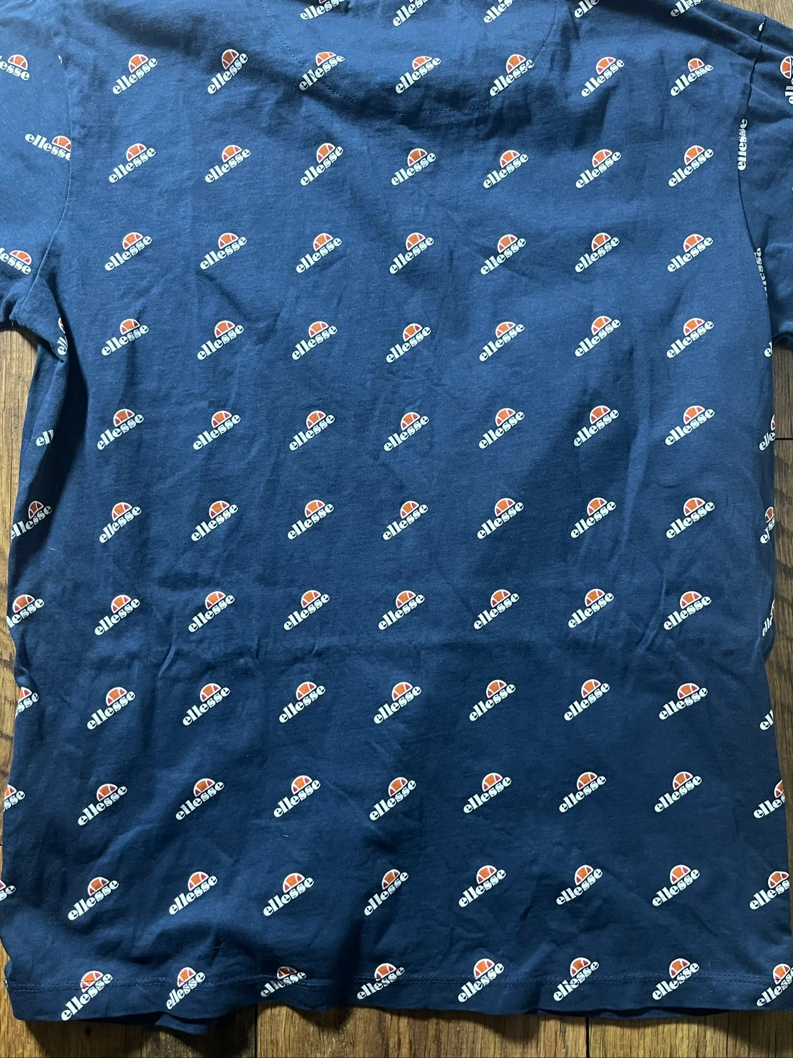 Trendy Streetwear Navy Blue All-Over Print T-Shirt - Ellesse - Size L - Very Good Condition – photo 8